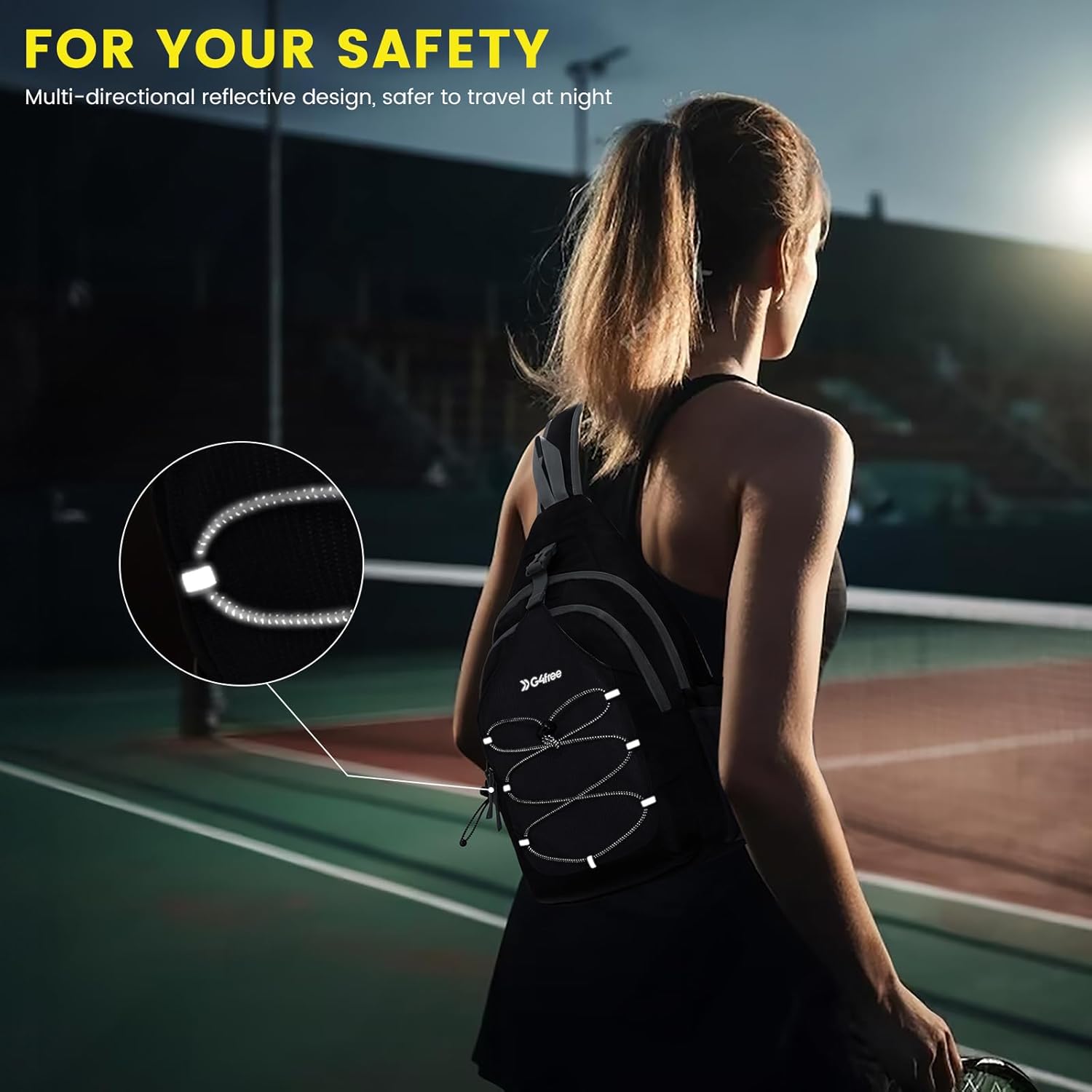 G4Free Activewear - G4Free Women Pickleball Sports Sling Bag -TN24B365A-TN24B365B-TN24B365C