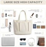 G4Free Activewear - G4free Large Zipper Canvas Tote Bag With Laptop Sleeve -TN24B474B-TN24B474C-TN24B474A