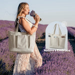 G4Free Activewear - G4free Large Zipper Canvas Tote Bag With Laptop Sleeve -TN24B474B-TN24B474C-TN24B474A