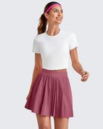 G4Free Activewear - High-Rise Pleated A Line Athletic Skorts -GF25H413DA-S-GF25H413DB-M-GF25H413DC-L-GF25H413DD-XL-GF25H413DE-XXL