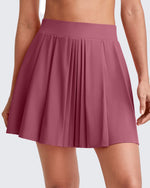 G4Free Activewear - High-Rise Pleated A Line Athletic Skorts -GF25H413DA-S-GF25H413DB-M-GF25H413DC-L-GF25H413DD-XL-GF25H413DE-XXL