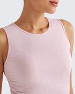 G4Free Activewear - Lightbreeze Side Ruched Sleeveless Workout Tops -GF25L322AF-XS-GF25L322AA-S-GF25L322AB-M-GF25L322AC-L-GF25L322AD-XL