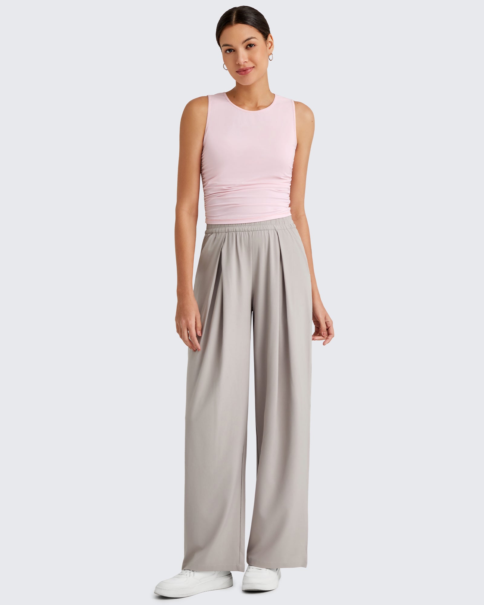 G4Free Activewear - Lightbreeze Side Ruched Sleeveless Workout Tops -GF25L322AF-XS-GF25L322AA-S-GF25L322AB-M-GF25L322AC-L-GF25L322AD-XL