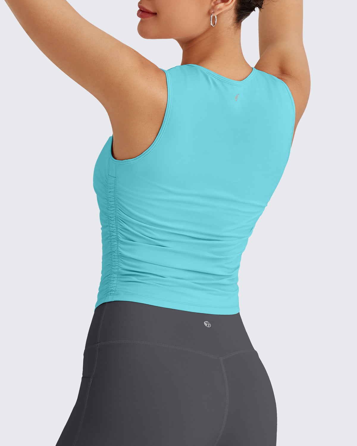 G4Free Activewear - Lightbreeze Side Ruched Sleeveless Workout Tops -GF25L322AF-XS-GF25L322AA-S-GF25L322AB-M-GF25L322AC-L-GF25L322AD-XL