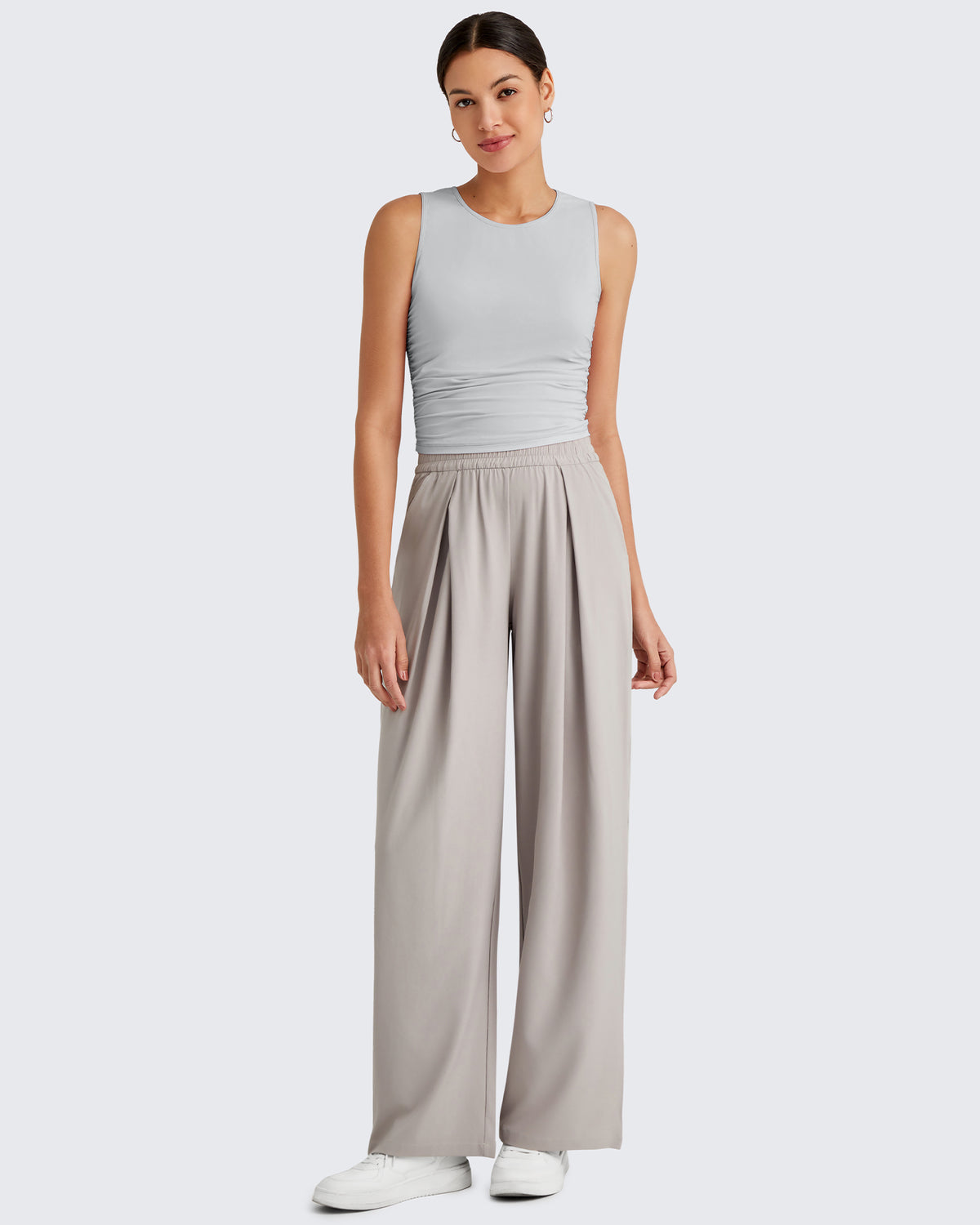 G4Free Activewear - Lightbreeze Side Ruched Sleeveless Workout Tops -GF25L322AF-XS-GF25L322AA-S-GF25L322AB-M-GF25L322AC-L-GF25L322AD-XL