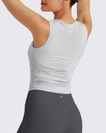 G4Free Activewear - Lightbreeze Side Ruched Sleeveless Workout Tops -GF25L322AF-XS-GF25L322AA-S-GF25L322AB-M-GF25L322AC-L-GF25L322AD-XL
