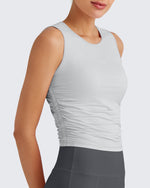 G4Free Activewear - Lightbreeze Side Ruched Sleeveless Workout Tops -GF25L322AF-XS-GF25L322AA-S-GF25L322AB-M-GF25L322AC-L-GF25L322AD-XL