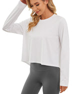 G4Free Activewear - Lightweight Cropped Workout Sun Long Sleeve Tops -GF24B209AA-S-GF24B209AB-M-GF24B209AC-L-GF24B209AD-XL-GF24B209AF-XS