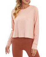 G4Free Activewear - Lightweight Cropped Workout Sun Long Sleeve Tops -GF24B209AA-S-GF24B209AB-M-GF24B209AC-L-GF24B209AD-XL-GF24B209AF-XS