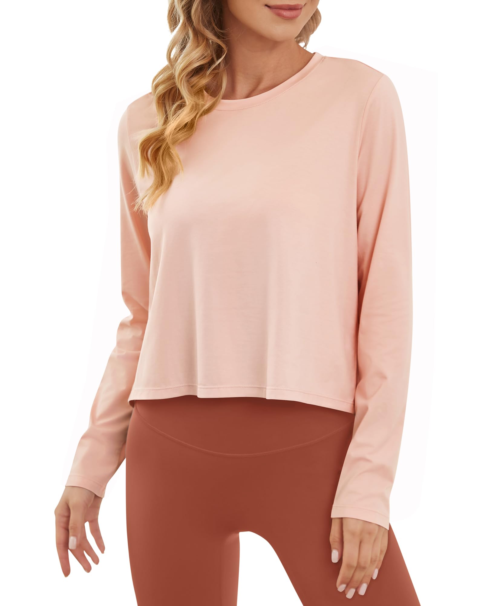 G4Free Activewear - Lightweight Cropped Workout Sun Long Sleeve Tops -GF24B209AA-S-GF24B209AB-M-GF24B209AC-L-GF24B209AD-XL-GF24B209AF-XS