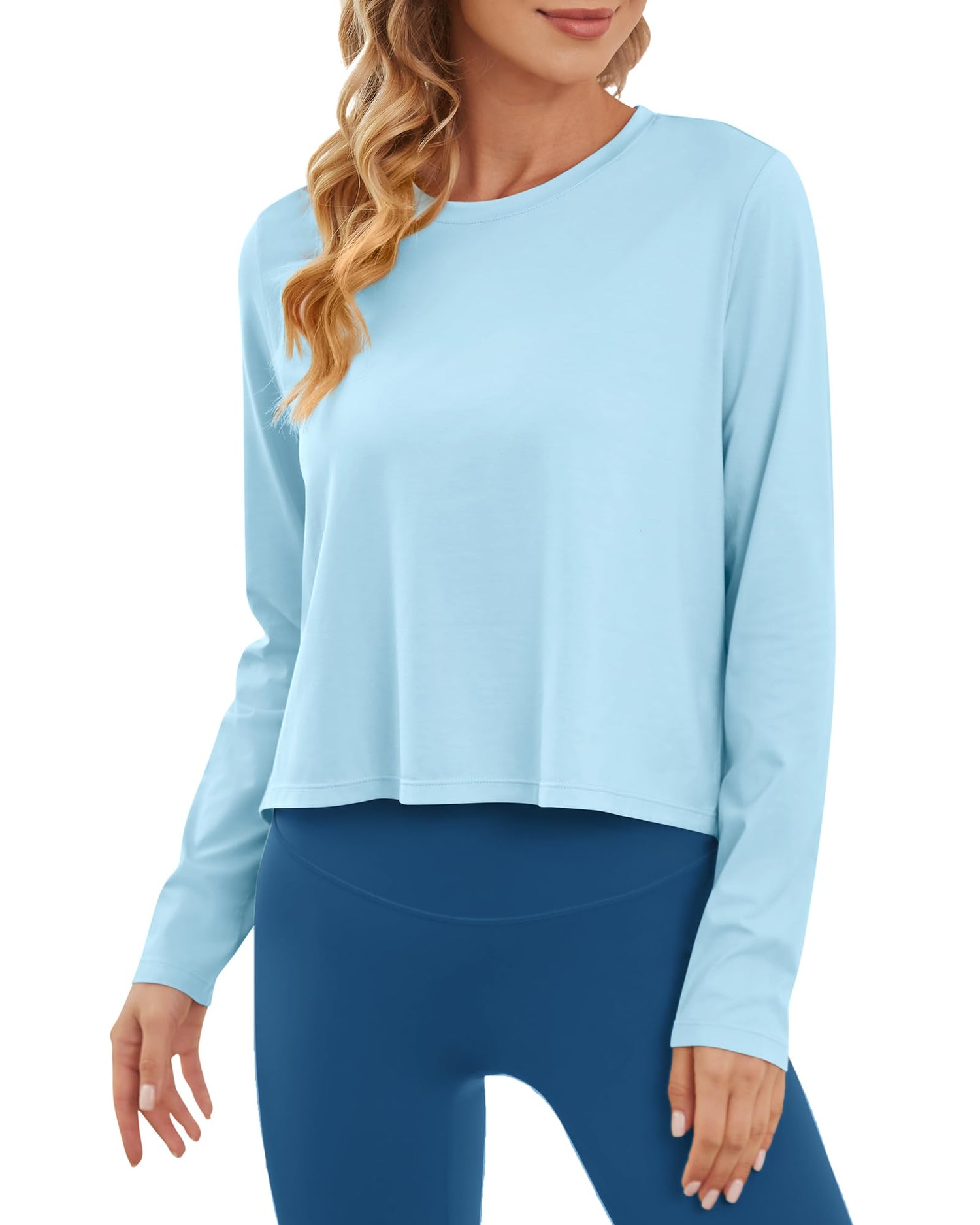 G4Free Activewear - Lightweight Cropped Workout Sun Long Sleeve Tops -GF24B209AA-S-GF24B209AB-M-GF24B209AC-L-GF24B209AD-XL-GF24B209AF-XS