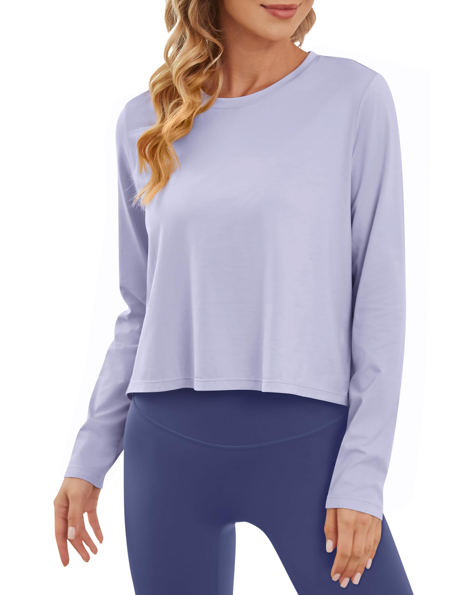 G4Free Activewear - Lightweight Cropped Workout Sun Long Sleeve Tops -GF24B209AA-S-GF24B209AB-M-GF24B209AC-L-GF24B209AD-XL-GF24B209AF-XS