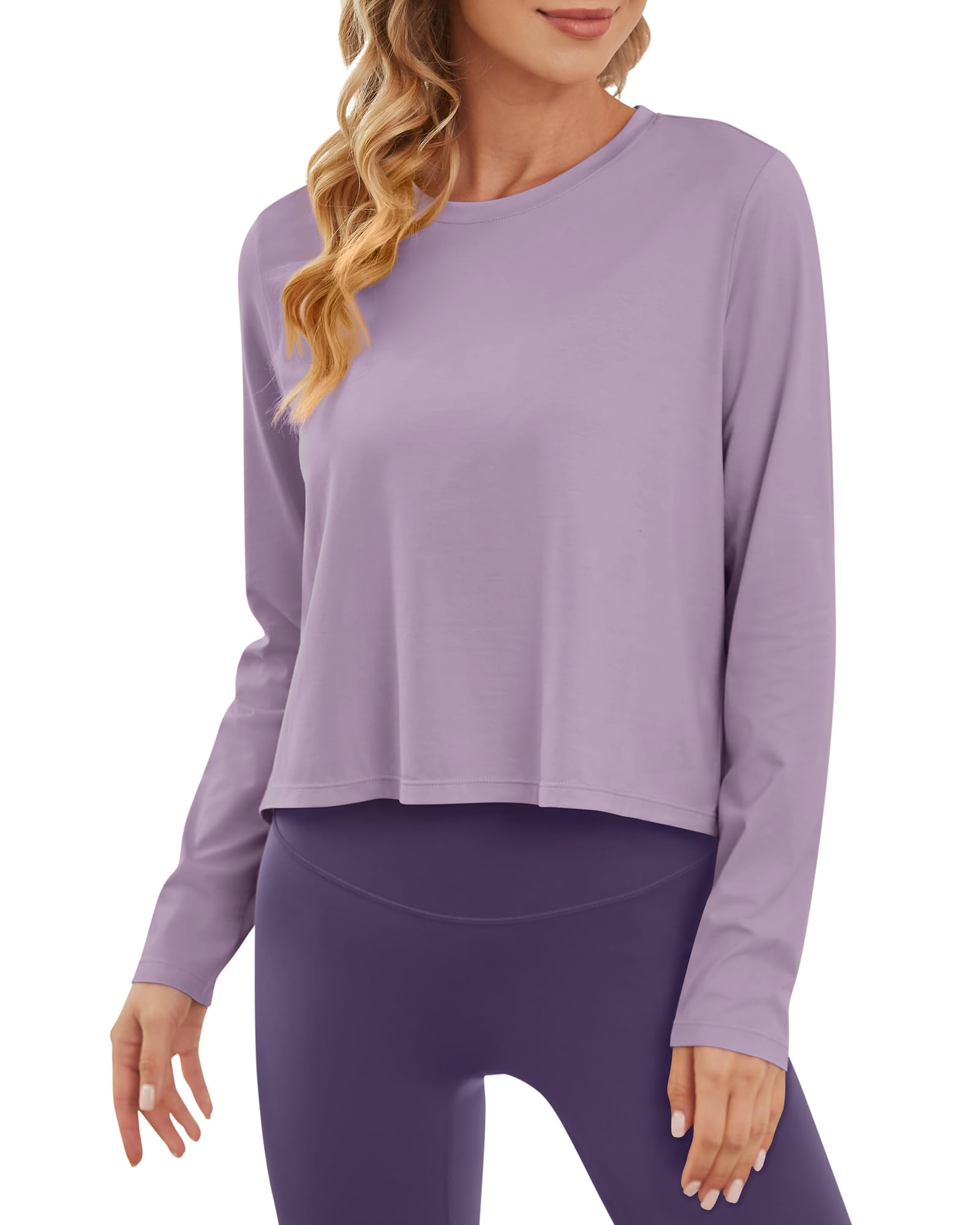 G4Free Activewear - Lightweight Cropped Workout Sun Long Sleeve Tops -GF24B209AA-S-GF24B209AB-M-GF24B209AC-L-GF24B209AD-XL-GF24B209AF-XS