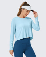 G4Free Activewear - Lightweight Cropped Workout Sun Long Sleeve Tops -GF24B209AA-S-GF24B209AB-M-GF24B209AC-L-GF24B209AD-XL-GF24B209AF-XS