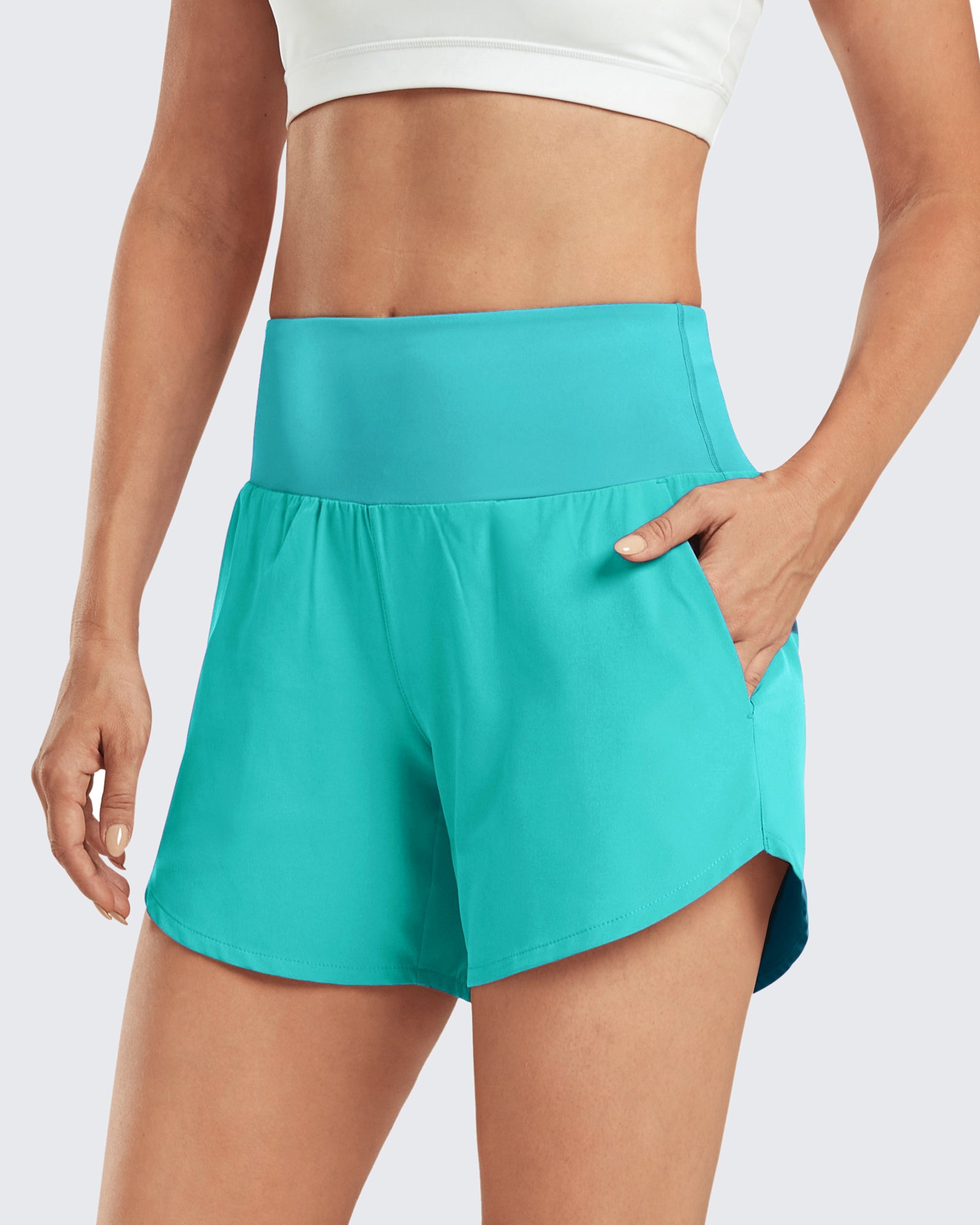 G4Free Activewear - Lightweight High-Waisted Workout Shorts 5'' -GF21E007AA-S-GF21E007AB-M-GF21E007AC-L-GF21E007AD-XL-GF21E007AE-XXL