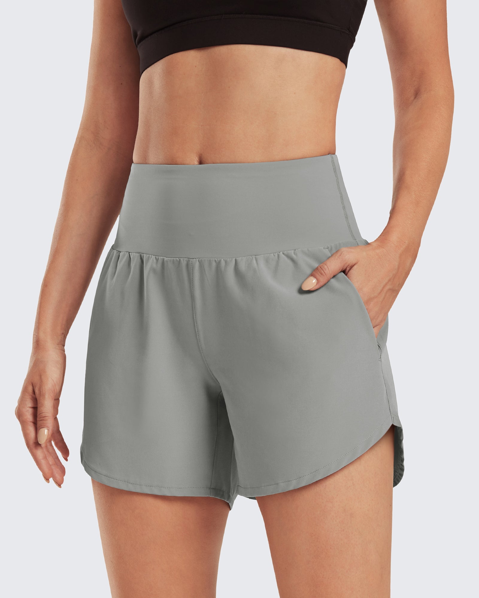 G4Free Activewear - Lightweight High-Waisted Workout Shorts 5'' -GF21E007AA-S-GF21E007AB-M-GF21E007AC-L-GF21E007AD-XL-GF21E007AE-XXL