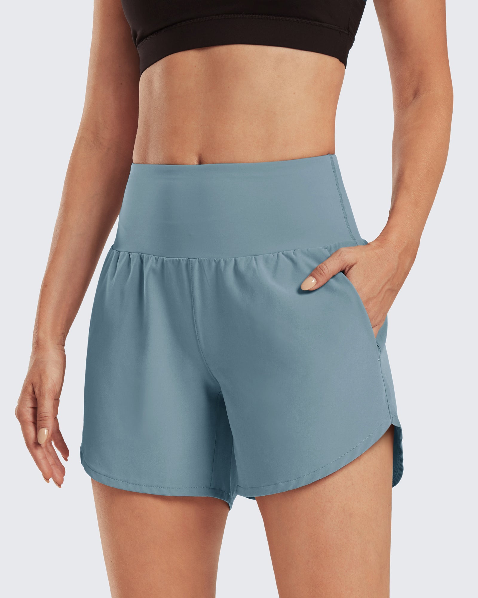 G4Free Activewear - Lightweight High-Waisted Workout Shorts 5'' -GF21E007AA-S-GF21E007AB-M-GF21E007AC-L-GF21E007AD-XL-GF21E007AE-XXL