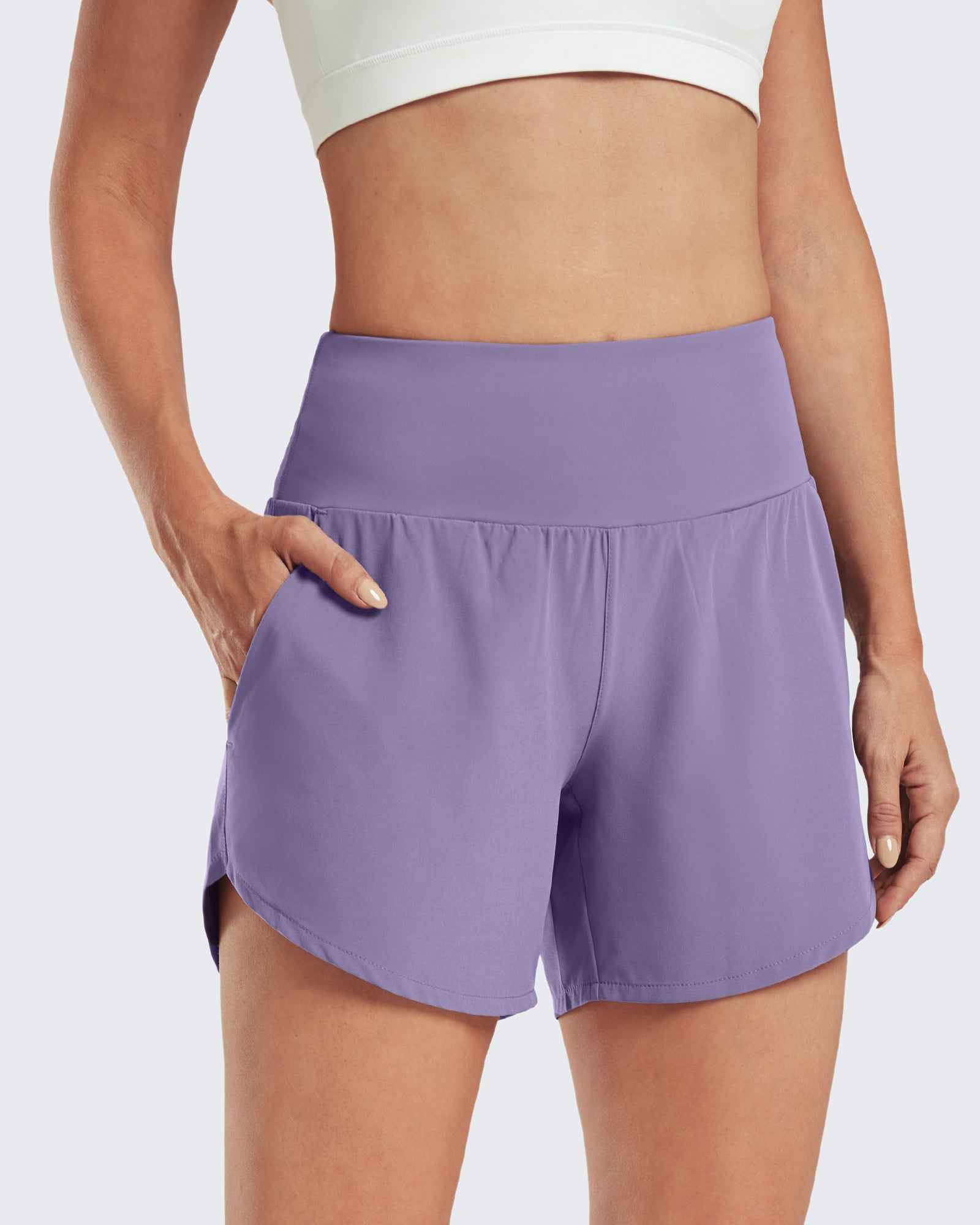 G4Free Activewear - Lightweight High-Waisted Workout Shorts 5'' -GF21E007AA-S-GF21E007AB-M-GF21E007AC-L-GF21E007AD-XL-GF21E007AE-XXL