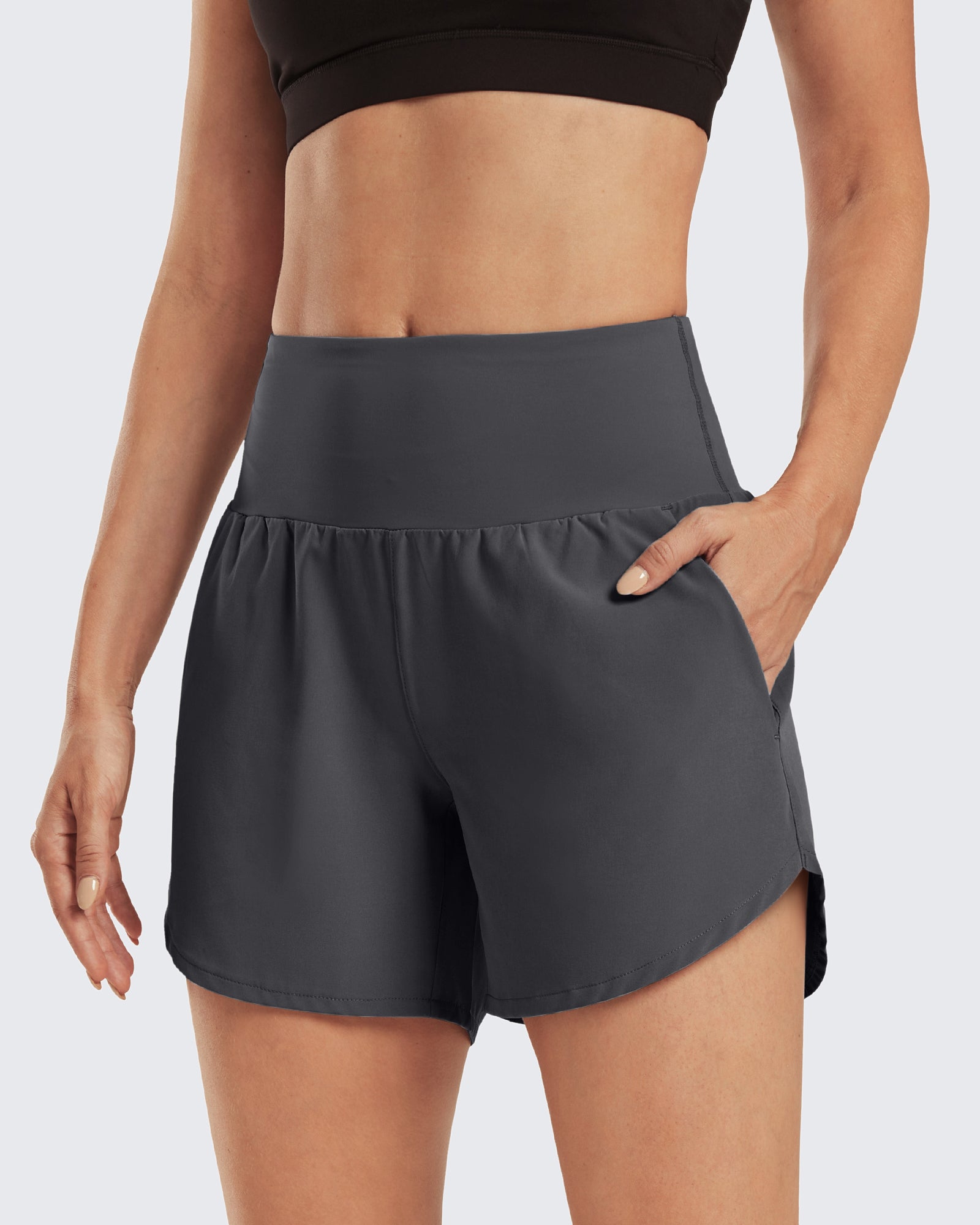 G4Free Activewear - Lightweight High-Waisted Workout Shorts 5'' -GF21E007AA-S-GF21E007AB-M-GF21E007AC-L-GF21E007AD-XL-GF21E007AE-XXL