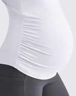 G4Free Activewear - Lightweight V Neck Side Ruched Maternity Short Sleeve -GF25KY453BA-S-GF25KY453BB-M-GF25KY453BC-L-GF25KY453BD-XL-GF25KY453BE-XXL
