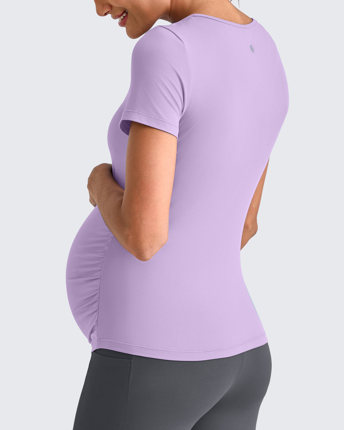G4Free Activewear - Lightweight V Neck Side Ruched Maternity Short Sleeve -GF25KY453BA-S-GF25KY453BB-M-GF25KY453BC-L-GF25KY453BD-XL-GF25KY453BE-XXL