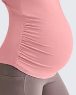G4Free Activewear - Lightweight V Neck Side Ruched Maternity Short Sleeve -GF25KY453BA-S-GF25KY453BB-M-GF25KY453BC-L-GF25KY453BD-XL-GF25KY453BE-XXL