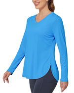 G4Free Activewear - Lightweight V Neck Sun Long Sleeve Workout Shirts Tops -GF23B139AF-XS-GF23B139CA-S-GF23B139CB-M-GF23B139CD-XL-GF23B139DF-XS