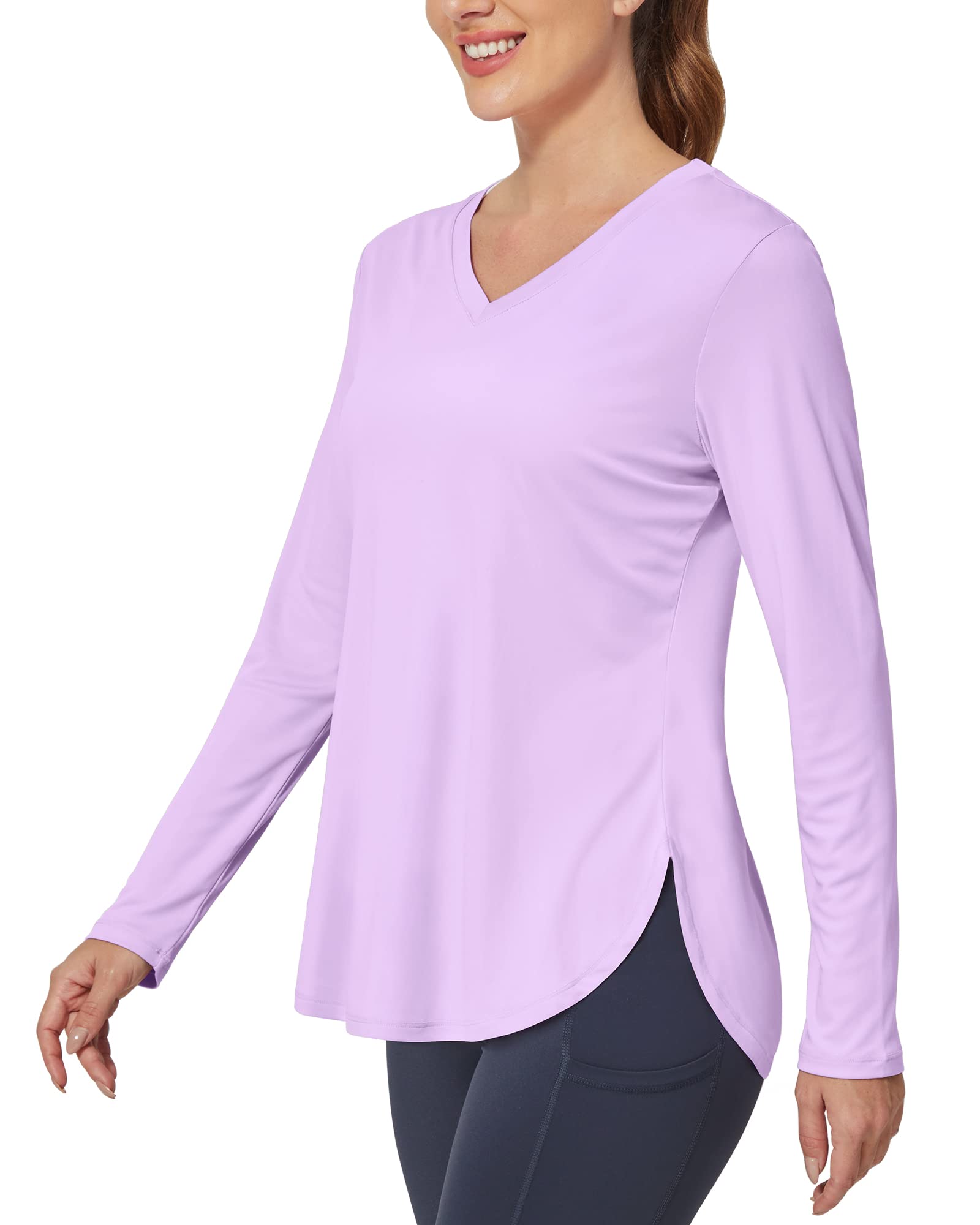 G4Free Activewear - Lightweight V Neck Sun Long Sleeve Workout Shirts Tops -GF23B139AF-XS-GF23B139CA-S-GF23B139CB-M-GF23B139CD-XL-GF23B139DF-XS