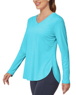 G4Free Activewear - Lightweight V Neck Sun Long Sleeve Workout Shirts Tops -GF23B139AF-XS-GF23B139CA-S-GF23B139CB-M-GF23B139CD-XL-GF23B139DF-XS