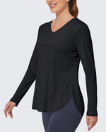 G4Free Activewear - Lightweight V Neck Sun Long Sleeve Workout Shirts Tops -GF23B139AF-XS-GF23B139CA-S-GF23B139CB-M-GF23B139CD-XL-GF23B139DF-XS