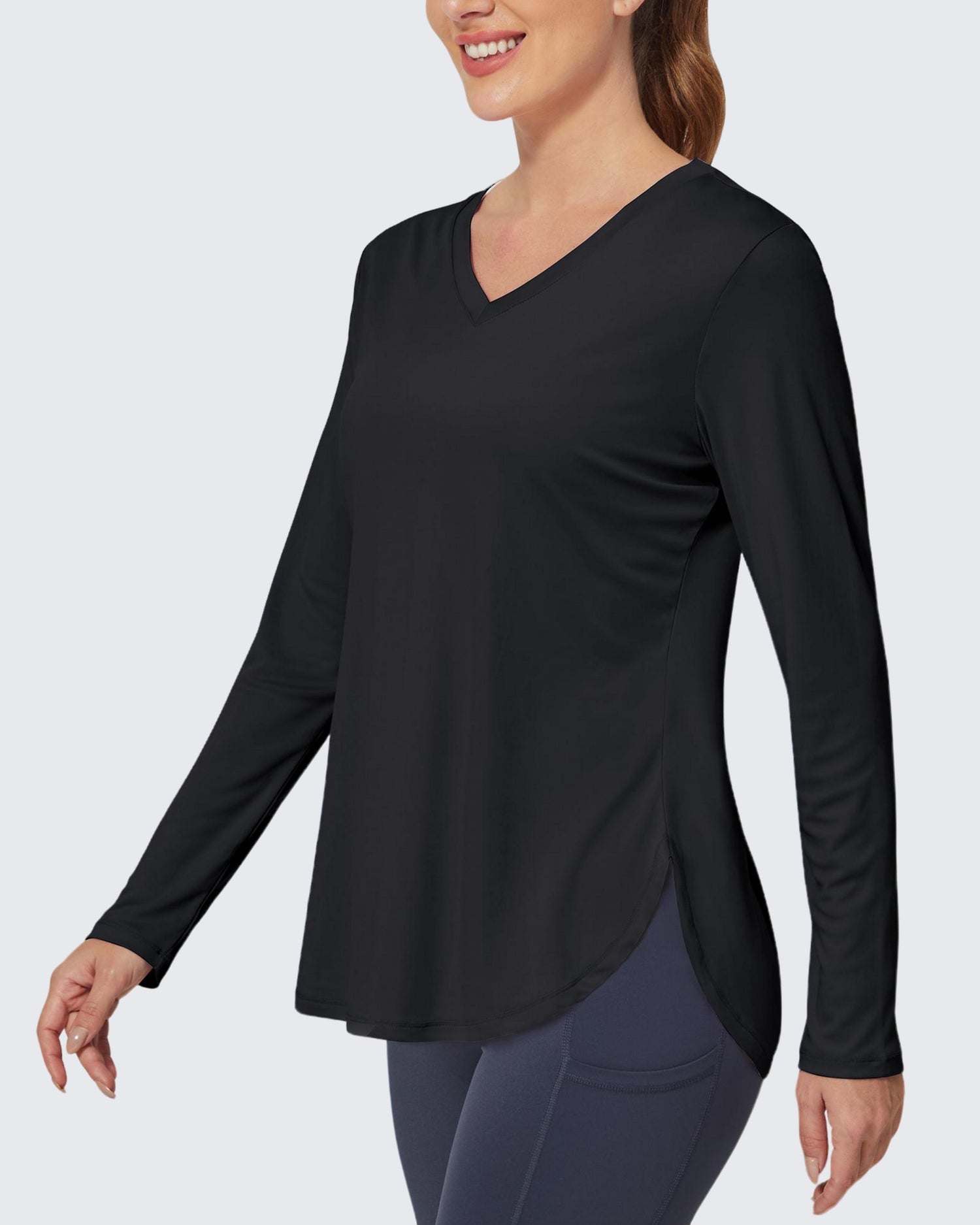 G4Free Activewear - Lightweight V Neck Sun Long Sleeve Workout Shirts Tops -GF23B139AF-XS-GF23B139CA-S-GF23B139CB-M-GF23B139CD-XL-GF23B139DF-XS