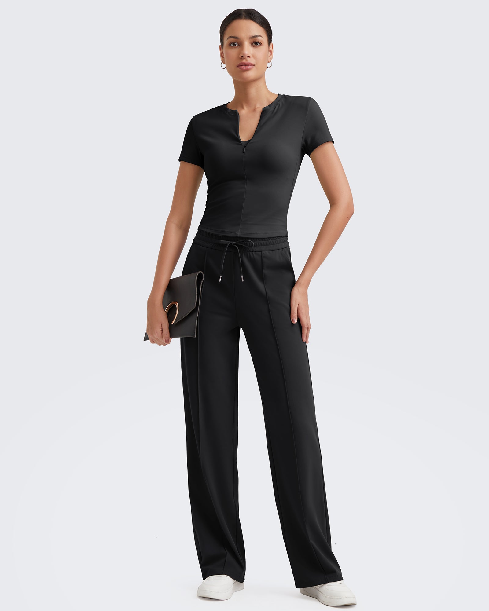 G4Free Activewear - Loose Front Pleats Drawstring Casual Pants -GF24J310AA-S-GF24J311AA-S-GF24J312AA-S-GF24J310AB-M-GF24J311AB-M