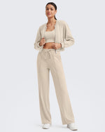 G4Free Activewear - Loose Front Pleats Drawstring Casual Pants -GF24J310AA-S-GF24J311AA-S-GF24J312AA-S-GF24J310AB-M-GF24J311AB-M