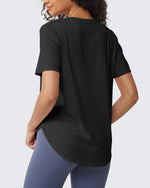 G4Free Activewear - Loose Hip Length Short Sleeve Workout Tops -GF24B198AA-S-GF24B198AB-M-GF24B198AC-L-GF24B198AD-XL-GF24B198AE-XXL