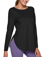 G4Free Activewear - Loose Scoop Neck Long Sleeve Daily Casual Shirts Tops -GF23B160BA-S-GF23B160BB-M-GF23B160BC-L-GF23B160BD-XL-GF23B160BE-XXL