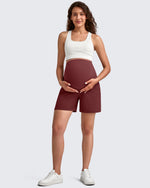 G4Free Activewear - Over The Belly Pregnancy Athletic Shorts 6'' -GF25EY556AF-XS-GF25EY556AA-S-GF25EY556AB-M-GF25EY556AC-L-GF25EY556AD-XL