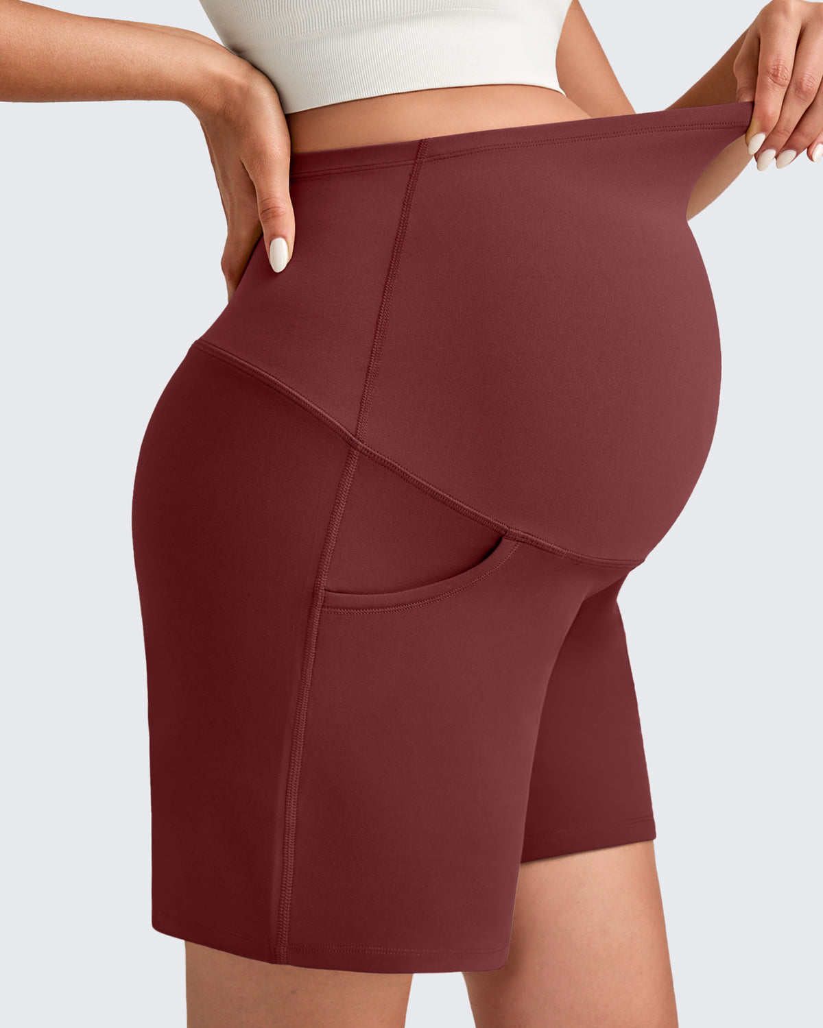 G4Free Activewear - Over The Belly Pregnancy Athletic Shorts 6'' -GF25EY556AF-XS-GF25EY556AA-S-GF25EY556AB-M-GF25EY556AC-L-GF25EY556AD-XL