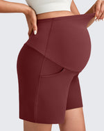 G4Free Activewear - Over The Belly Pregnancy Athletic Shorts 6'' -GF25EY556AF-XS-GF25EY556AA-S-GF25EY556AB-M-GF25EY556AC-L-GF25EY556AD-XL