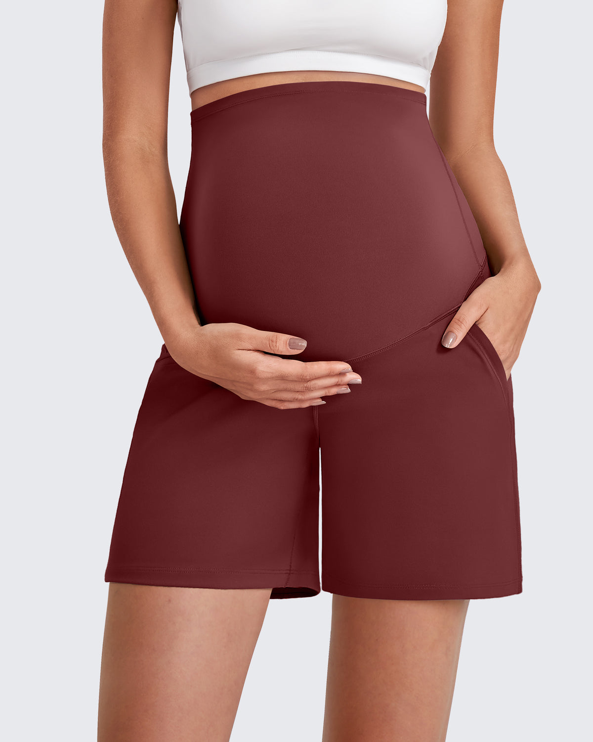 G4Free Activewear - Over The Belly Pregnancy Athletic Shorts 6'' -GF25EY556AF-XS-GF25EY556AA-S-GF25EY556AB-M-GF25EY556AC-L-GF25EY556AD-XL