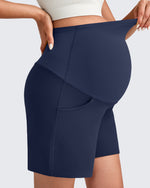 G4Free Activewear - Over The Belly Pregnancy Athletic Shorts 6'' -GF25EY556AF-XS-GF25EY556AA-S-GF25EY556AB-M-GF25EY556AC-L-GF25EY556AD-XL