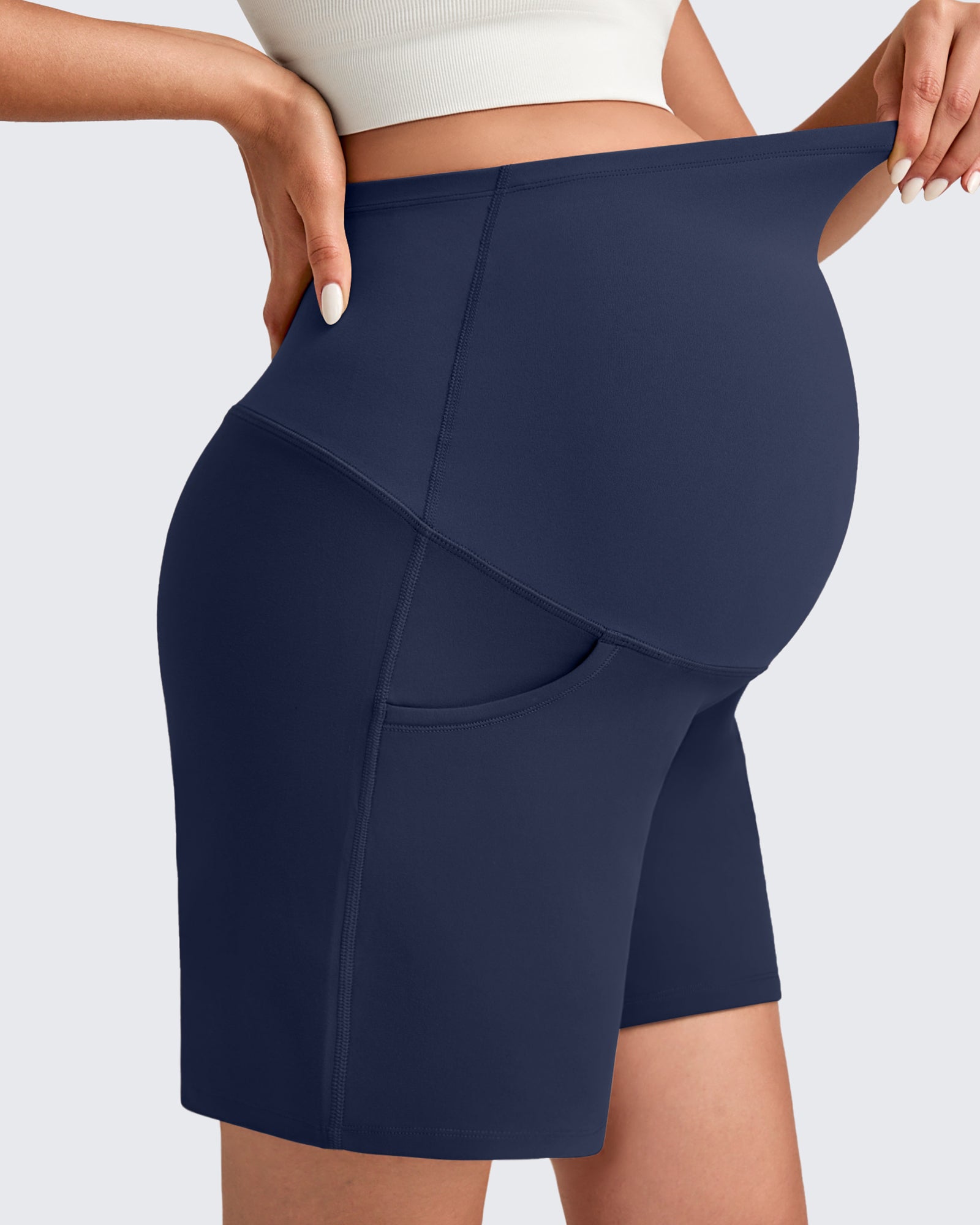 G4Free Activewear - Over The Belly Pregnancy Athletic Shorts 6'' -GF25EY556AF-XS-GF25EY556AA-S-GF25EY556AB-M-GF25EY556AC-L-GF25EY556AD-XL
