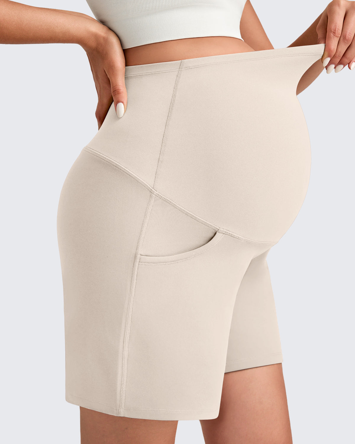 G4Free Activewear - Over The Belly Pregnancy Athletic Shorts 6'' -GF25EY556AF-XS-GF25EY556AA-S-GF25EY556AB-M-GF25EY556AC-L-GF25EY556AD-XL