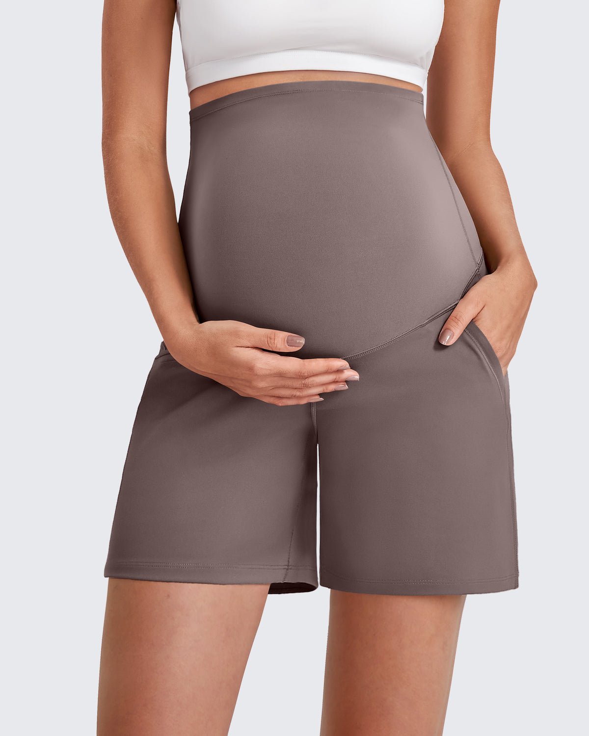 G4Free Activewear - Over The Belly Pregnancy Athletic Shorts 6'' -GF25EY556AF-XS-GF25EY556AA-S-GF25EY556AB-M-GF25EY556AC-L-GF25EY556AD-XL