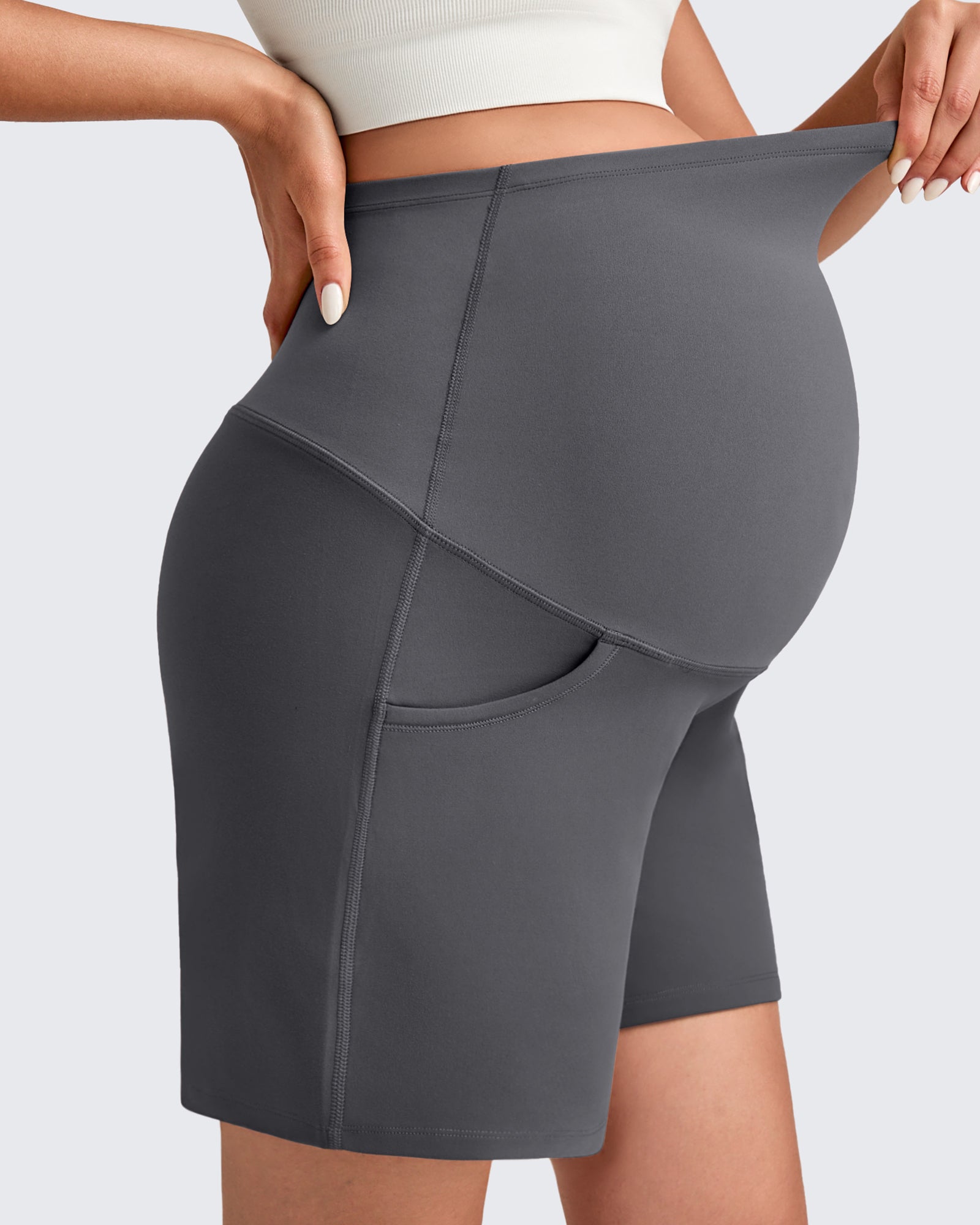 G4Free Activewear - Over The Belly Pregnancy Athletic Shorts 6'' -GF25EY556AF-XS-GF25EY556AA-S-GF25EY556AB-M-GF25EY556AC-L-GF25EY556AD-XL