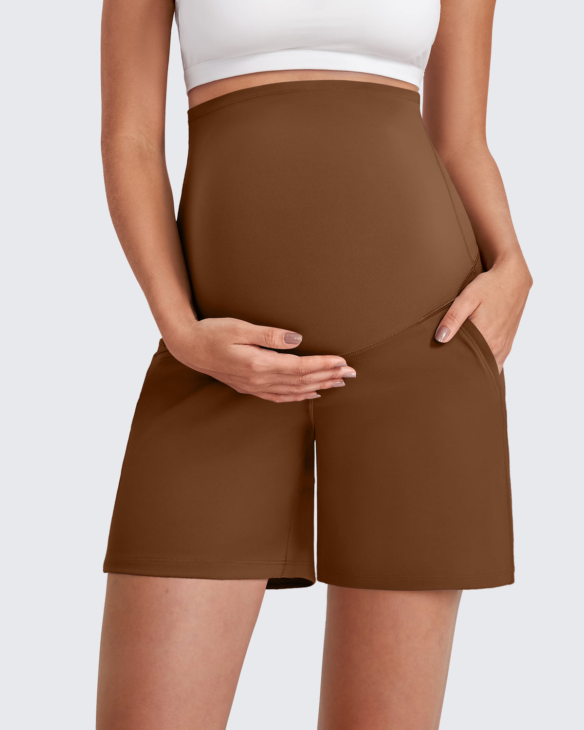 G4Free Activewear - Over The Belly Pregnancy Athletic Shorts 6'' -GF25EY556AF-XS-GF25EY556AA-S-GF25EY556AB-M-GF25EY556AC-L-GF25EY556AD-XL