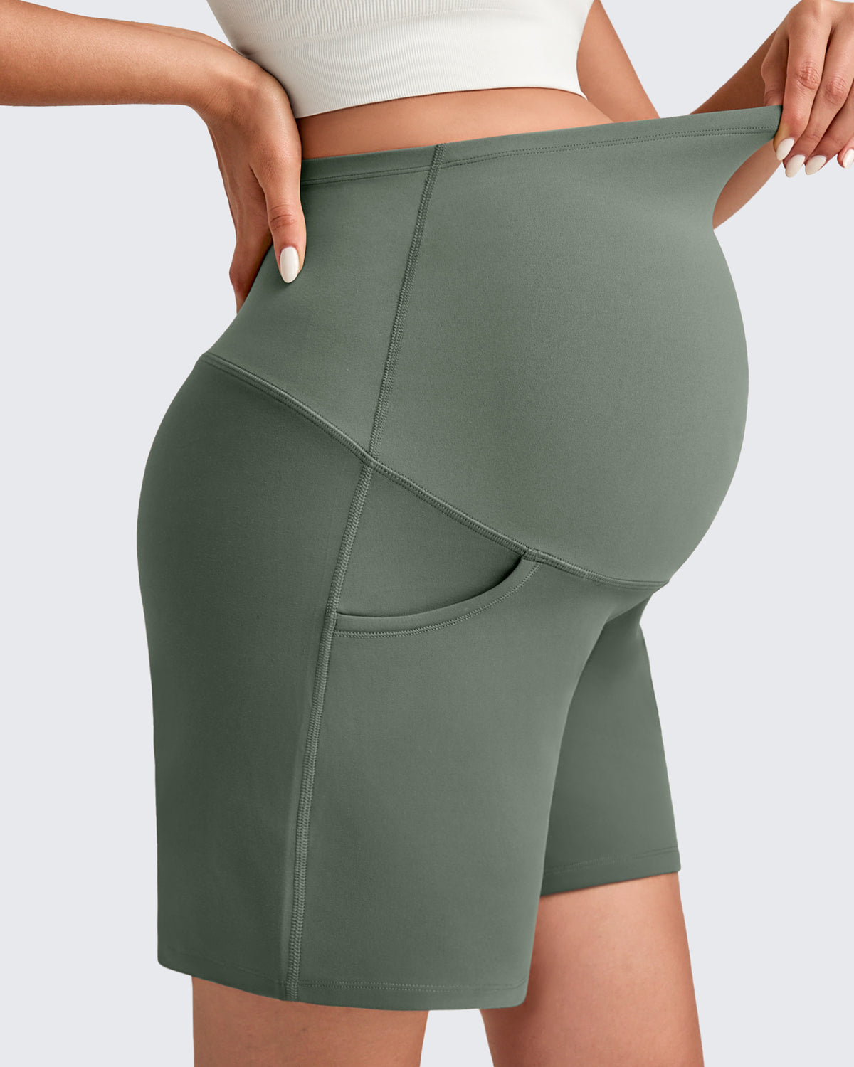 G4Free Activewear - Over The Belly Pregnancy Athletic Shorts 6'' -GF25EY556AF-XS-GF25EY556AA-S-GF25EY556AB-M-GF25EY556AC-L-GF25EY556AD-XL