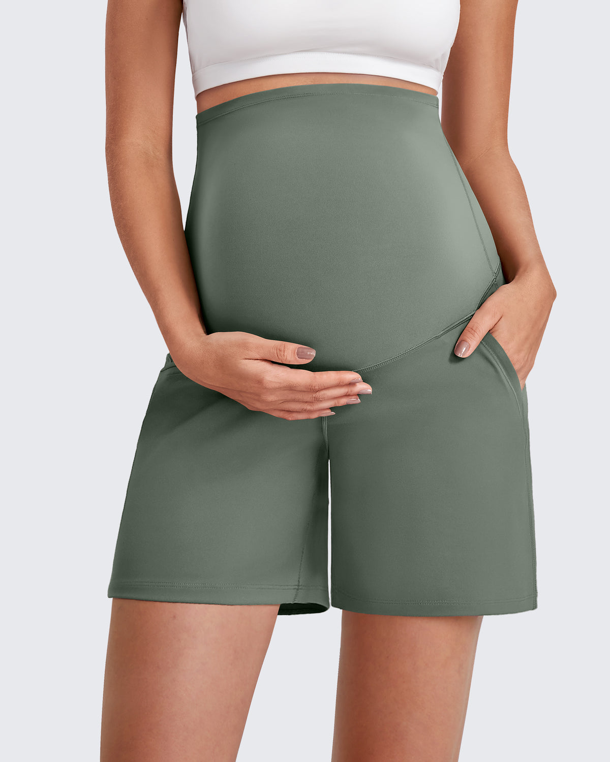 G4Free Activewear - Over The Belly Pregnancy Athletic Shorts 6'' -GF25EY556AF-XS-GF25EY556AA-S-GF25EY556AB-M-GF25EY556AC-L-GF25EY556AD-XL