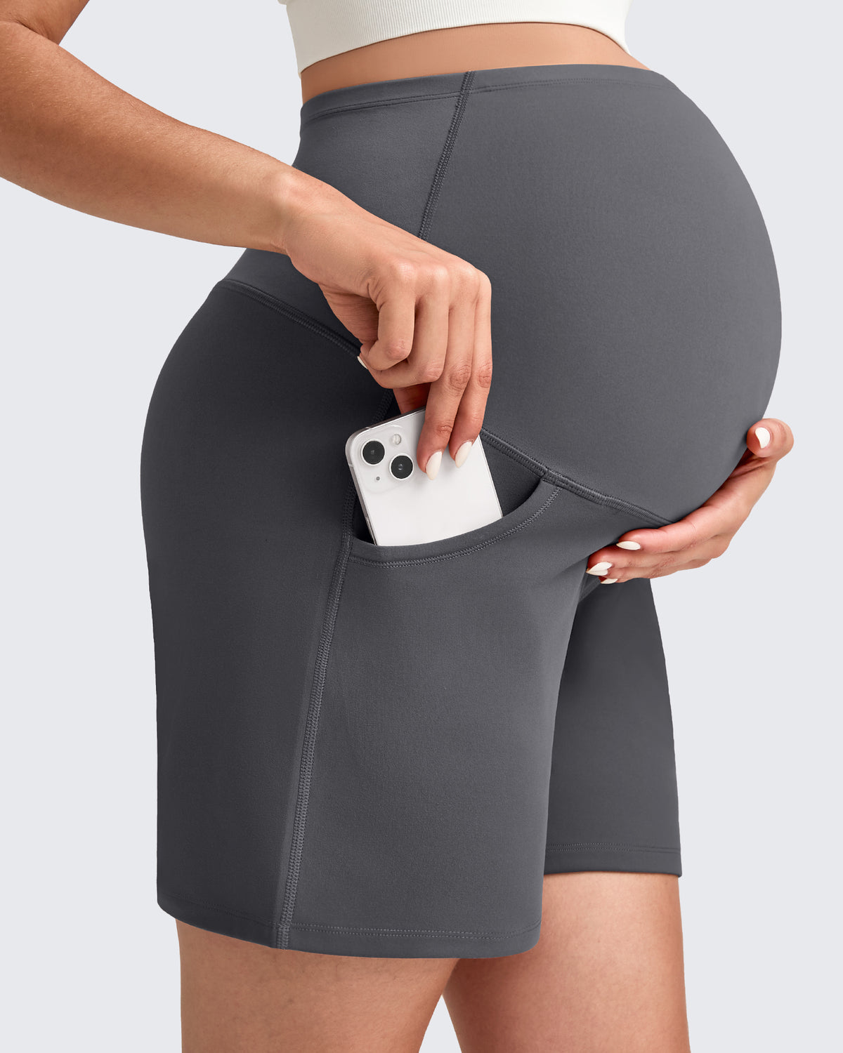 G4Free Activewear - Over The Belly Pregnancy Athletic Shorts 6'' -GF25EY556AF-XS-GF25EY556AA-S-GF25EY556AB-M-GF25EY556AC-L-GF25EY556AD-XL