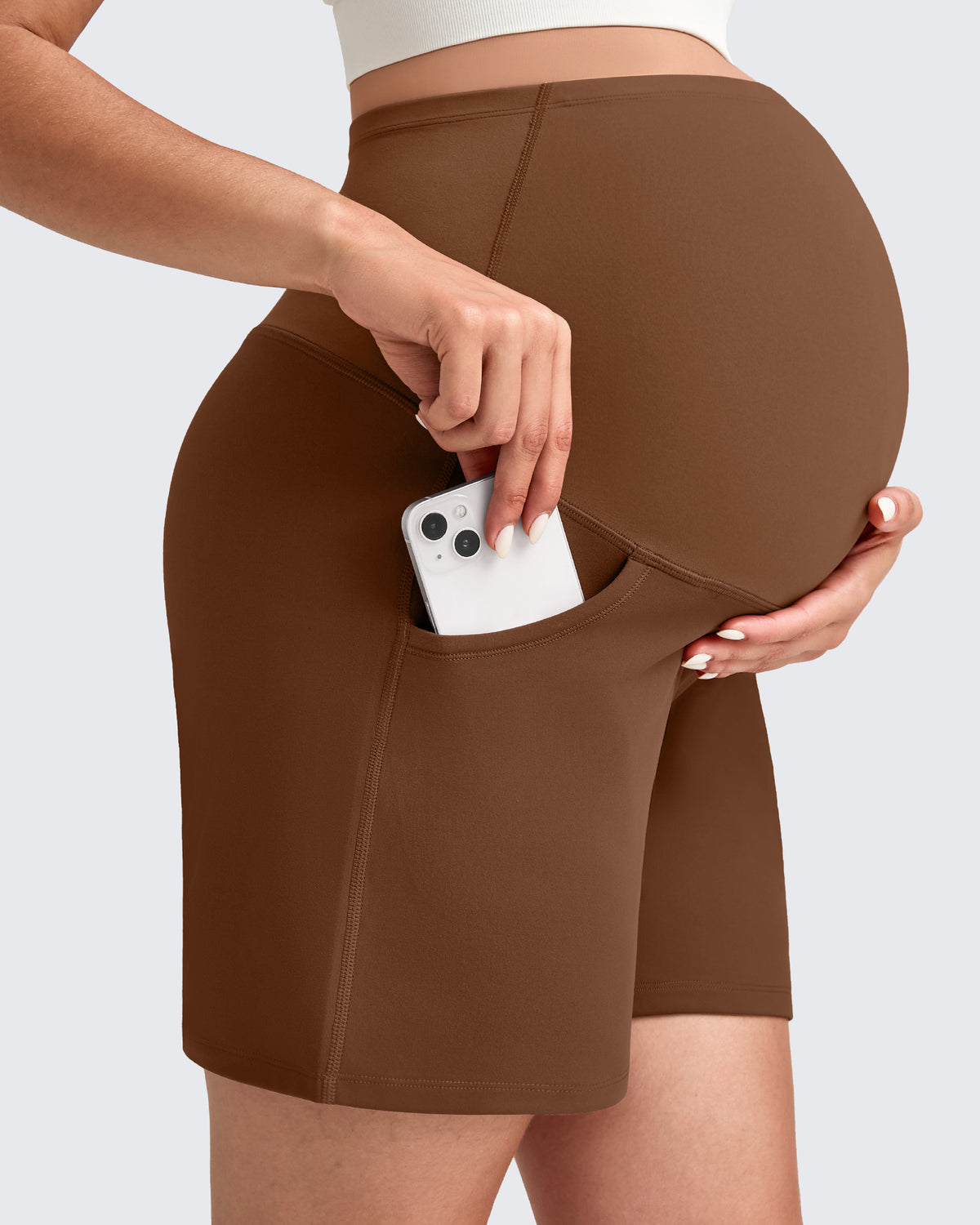 G4Free Activewear - Over The Belly Pregnancy Athletic Shorts 6'' -GF25EY556AF-XS-GF25EY556AA-S-GF25EY556AB-M-GF25EY556AC-L-GF25EY556AD-XL