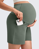G4Free Activewear - Over The Belly Pregnancy Athletic Shorts 6'' -GF25EY556AF-XS-GF25EY556AA-S-GF25EY556AB-M-GF25EY556AC-L-GF25EY556AD-XL